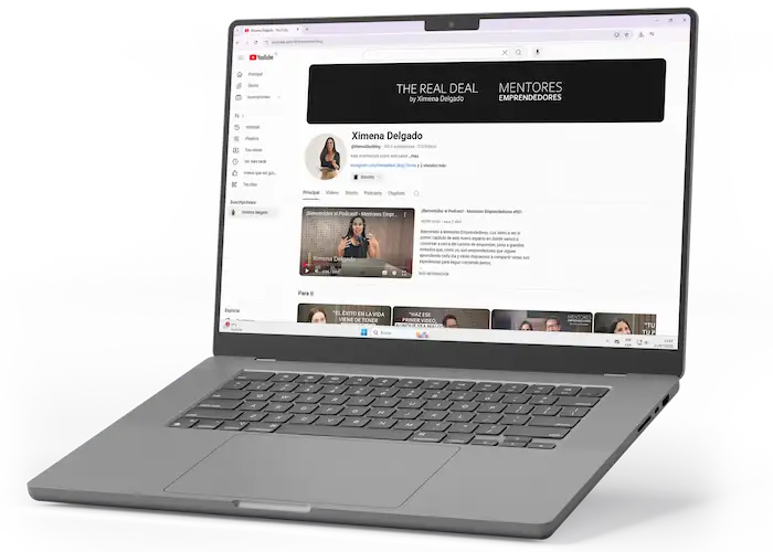 Imagen de laptop abierta con el canal the real deal